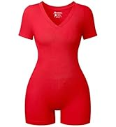 OQQ Women Rompers Short Sleeve V Neck Summer Casual Stretch Overalls Shorts Jumpsuit 2025 Clothes