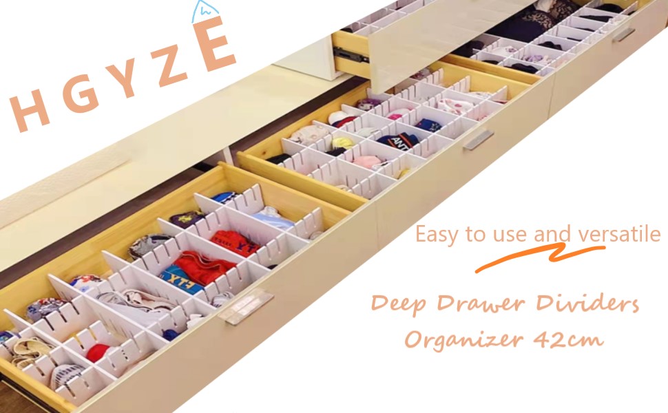 Drawer Dividers Organizer 8PCS, 42*9cm Deep Adjustable & Connectable