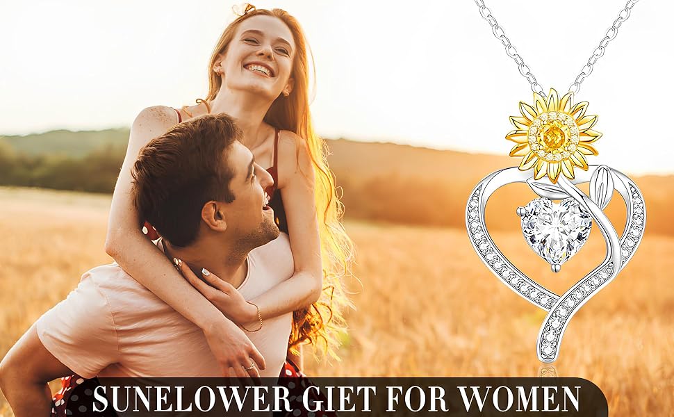 Sunflower Heart Necklaces for Women