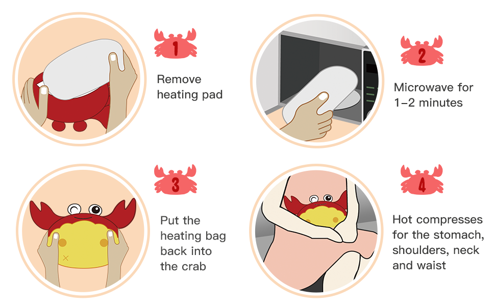 18.5" Crab Microwave Heating Pads, Removable Filling