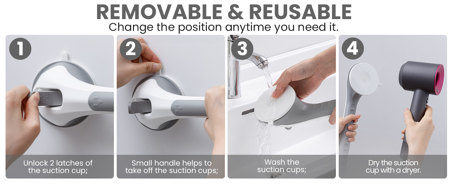 LEVERLOC Grab Bars for Bathtubs and Showers, 17inch