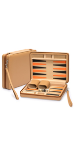 Travel Magnetic Leatherette Backgammon Mini Game Set, “Bozcaada” 