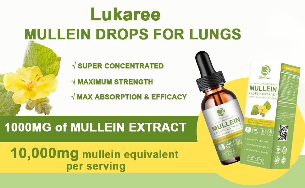 Mullein Drops for Lungs, Traditional Mullein Leaf Extract