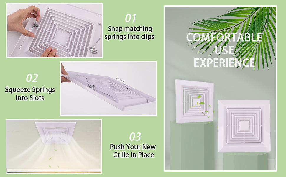 Bathroom Exhaust Fan Cover with Springs Replacement Parts for Square Ceiling or Wall