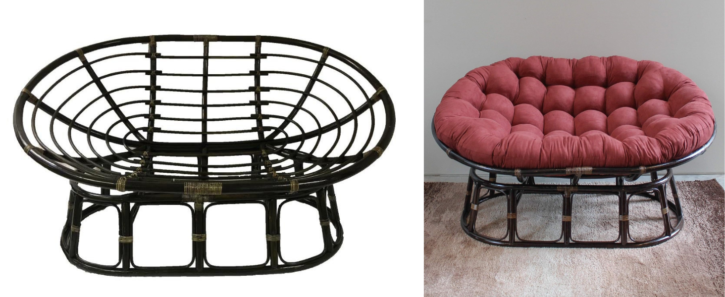 Maykoosh Rattan Double Solid Back, Sturdy Papasan Chair