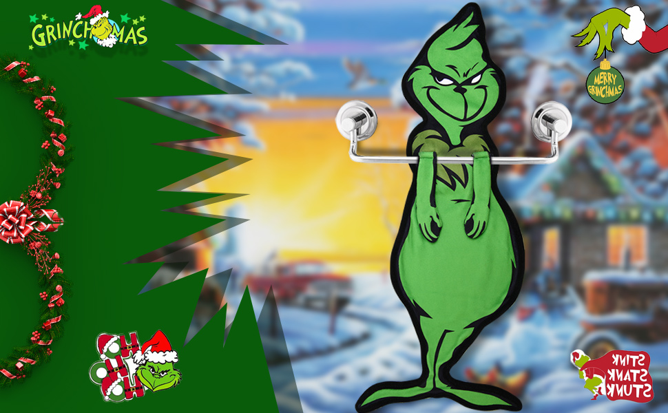 GrinchyShaped Christmas Hand Towels for Bathroom & Kitchen