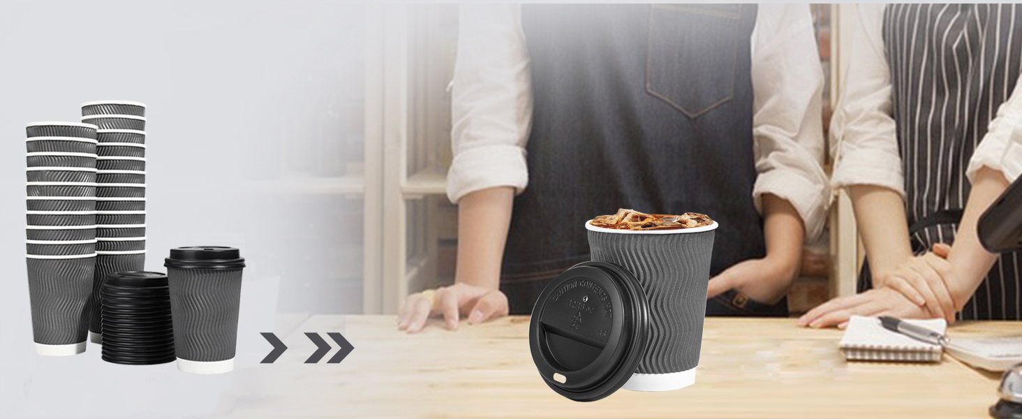 Lamosi 50 Pack 12 oz Insulated Disposable Coffee Cups