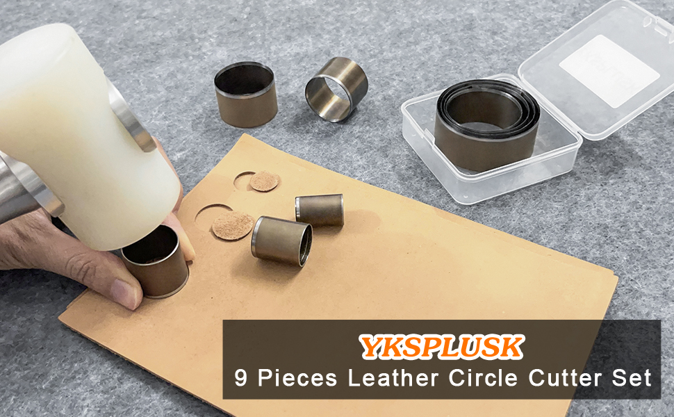 YKSPLUSK Leather Circle Cutter Tool Set, 9 Pieces Round Punch Tools 15