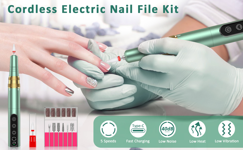 YBLNTEK Cordless Nail Drill, 35000RPM Electric Nail Drill