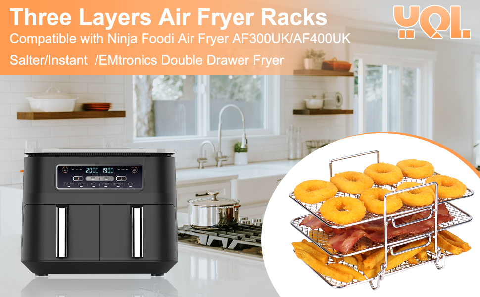 YQL Air Fryer Rack for Ninja Dual Air Fryer, 304 Stainless Steel Air