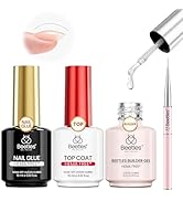 Beetles 4Pcs HEMA-Free Nail Extension Kit, 15ml Gel Nail Glue, No Wipe Top Coat, Builder Nail Gel...