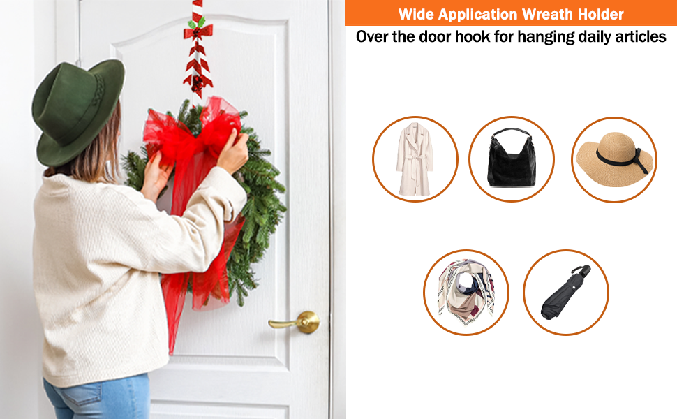 KEDONCHEN 2 Pack Metal Wreath Hangers for Front Door，Hanger