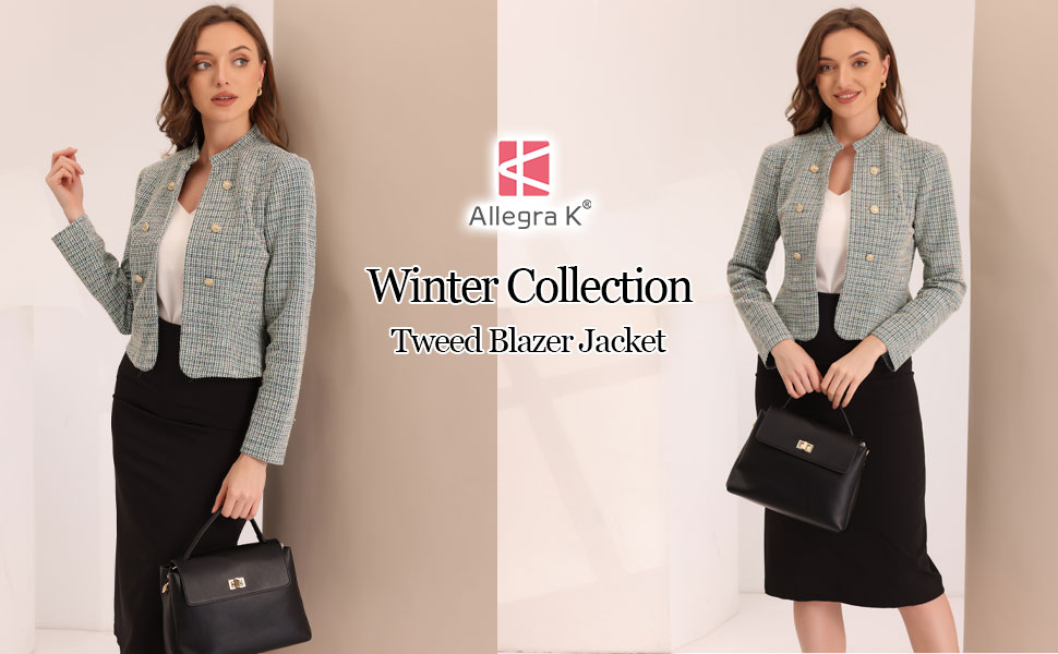 Amazon.com: Allegra K Vintage Tweed Jackets for Women's