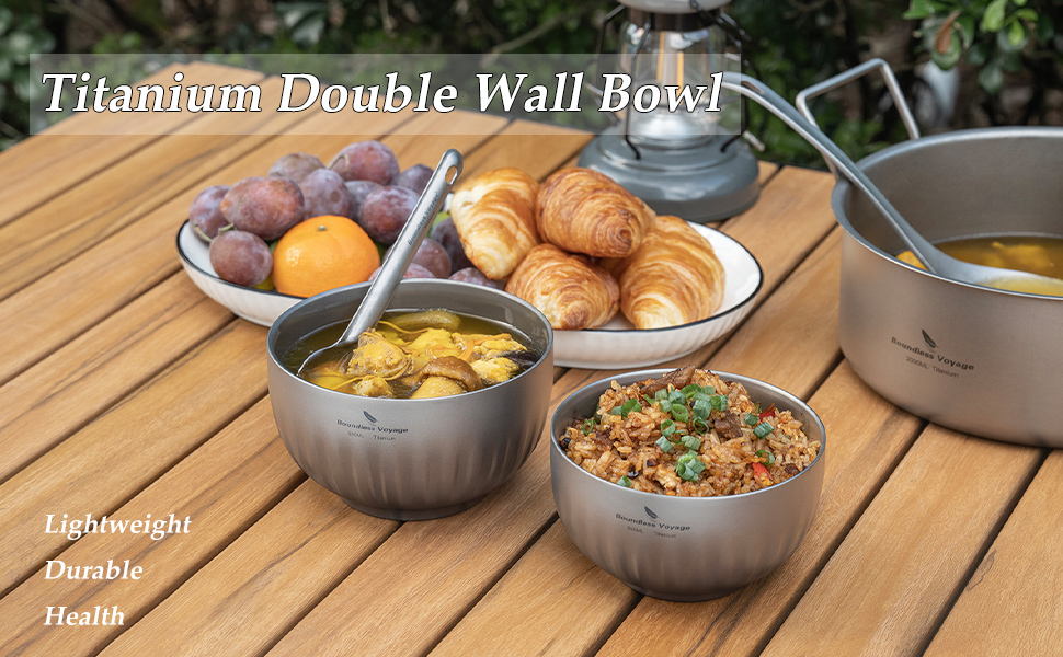 titanium camping cutlery set soup bowl dinnerware tableware