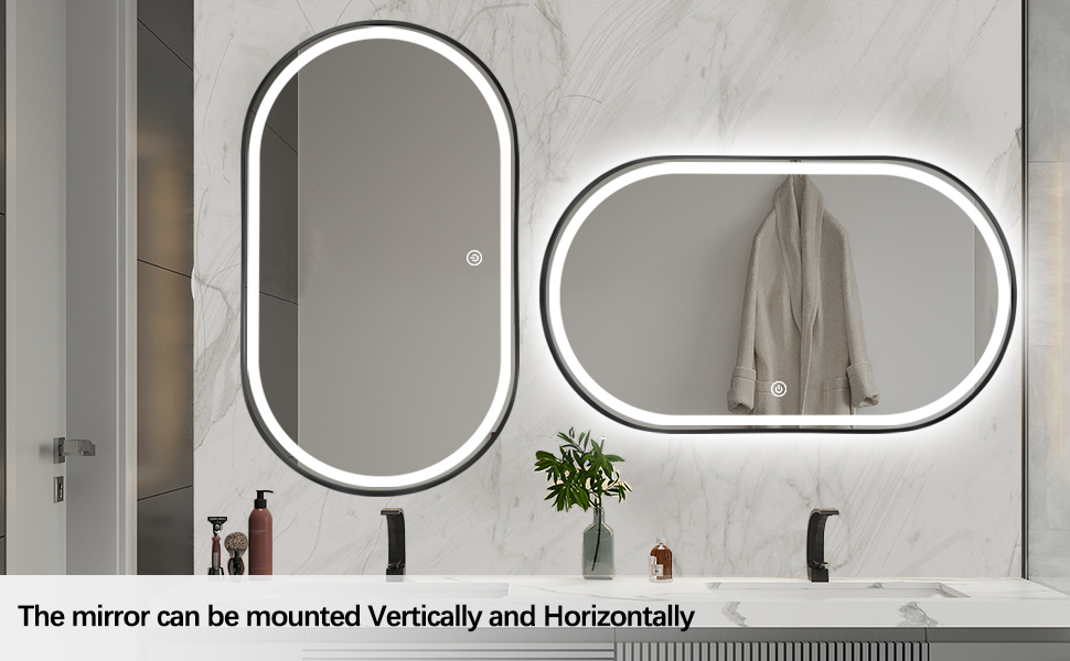 Niccy LED Oval Bathroom Mirror with Stepless Dimmable