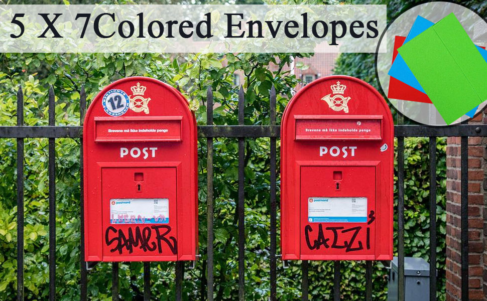 50 Pack Colored Envelopes, 5x7 Card Envelopes SelfSeal A7