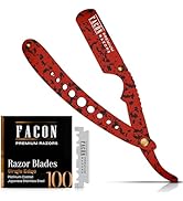 Facón Straight Razors for Men - Professional Barber Straight Edge Razor Kit with 100 Blades, Clas...