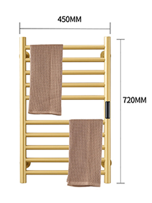 Sèche Serviettes Électrique Radiateur Doré Accessoires De Salle De Bain, Minuterie Intégrée Contrôle De La Température 10 Bars Porte-Serviettes Chauffants Électriques, Hardwired 16 4