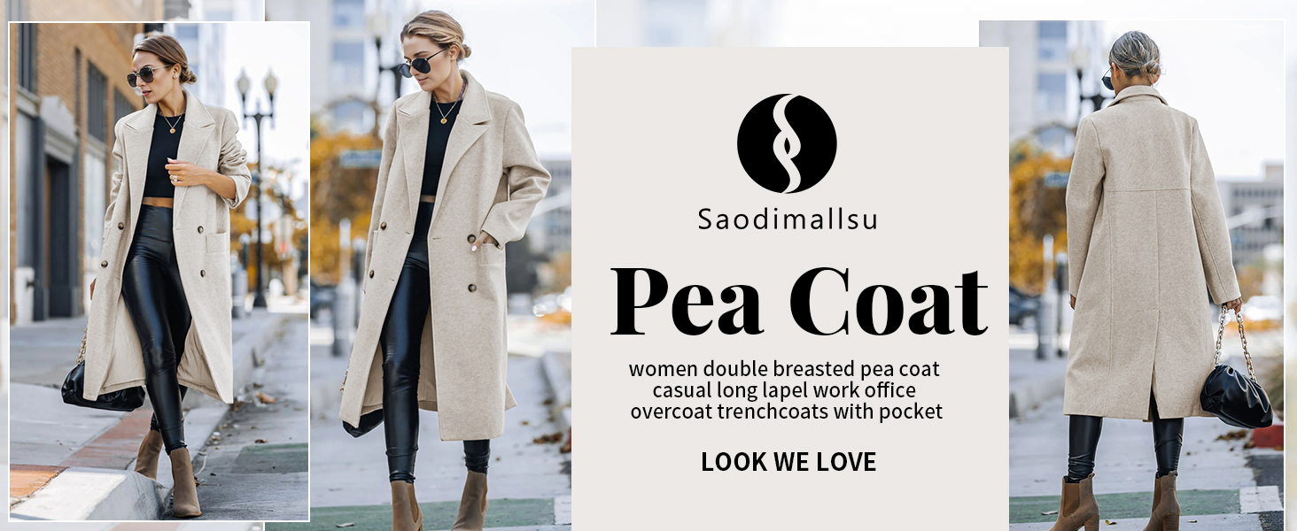 Women Double Breasted Pea Coat
