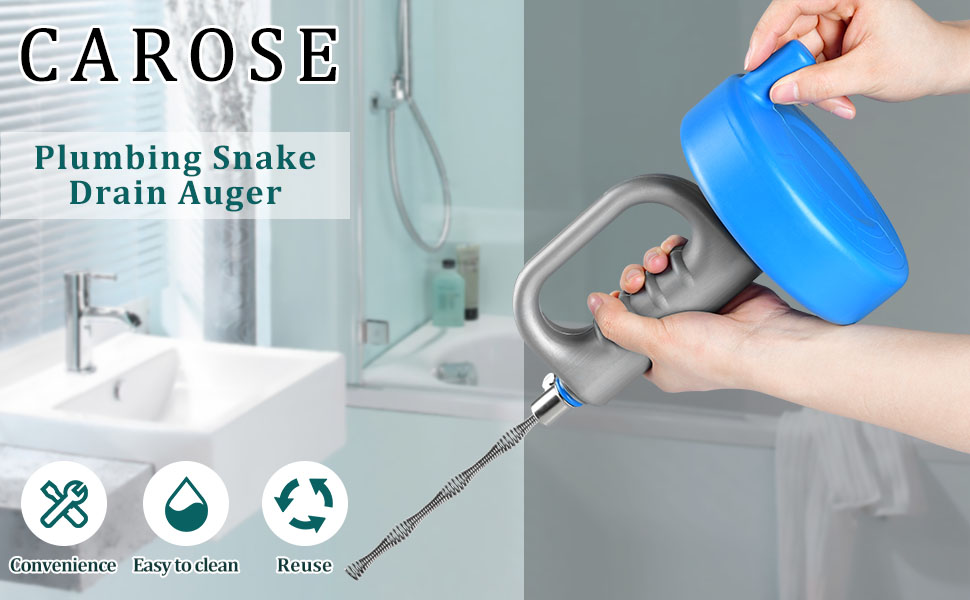 Plumbing Snake Drain Auger, 32.8 Ft Drain Snake Hair Removal Tool with