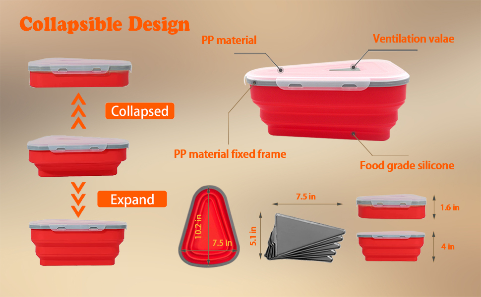 Pizza Storage Container, Collapsible Pizza Slice Keeper