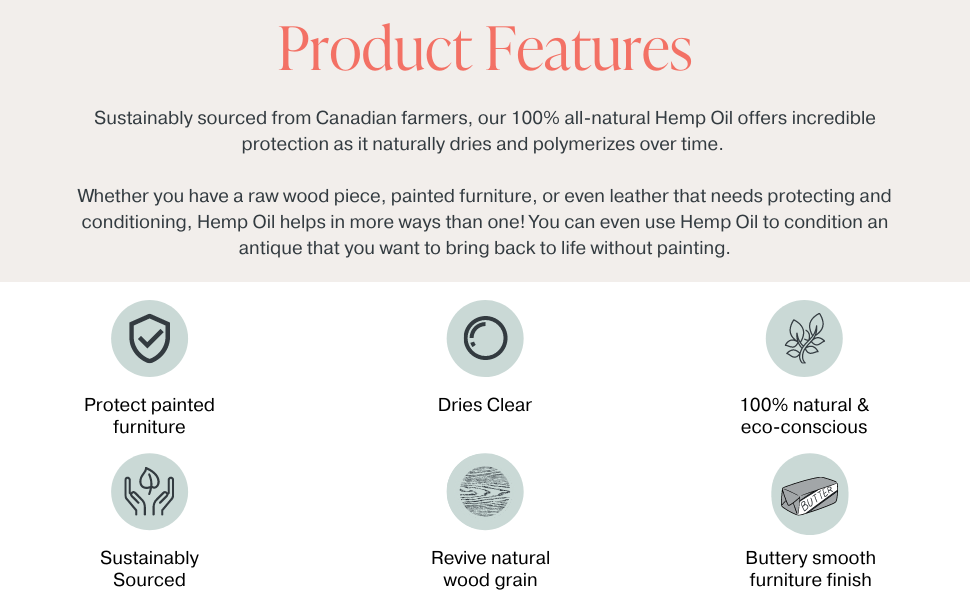 Hemp Oil Furniture Sealant All Natural Finishing Oil for