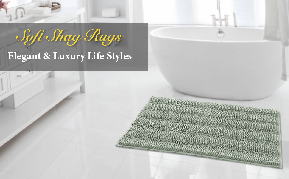 Bath Mats for Bathroom Non Slip Extra Thick Chenille