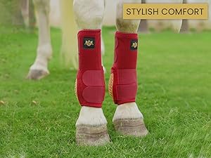 Red Gooldline Horse Boots , Adjustable boots by RS Premium Horses