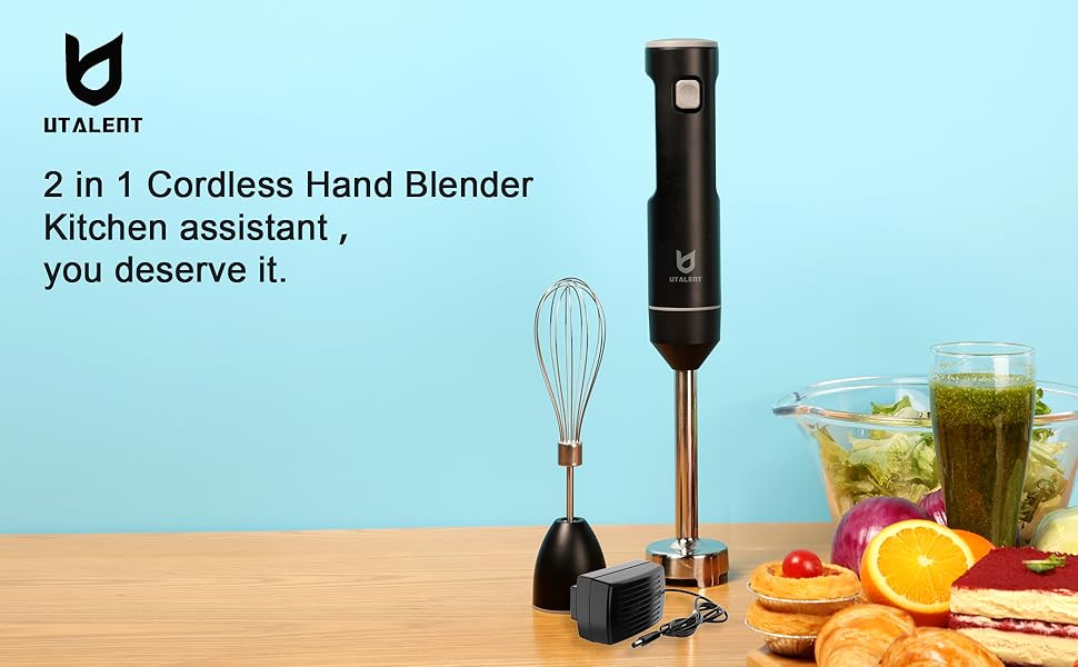 Cordless Hand Blender, UTALENT Variable Speed Immersion