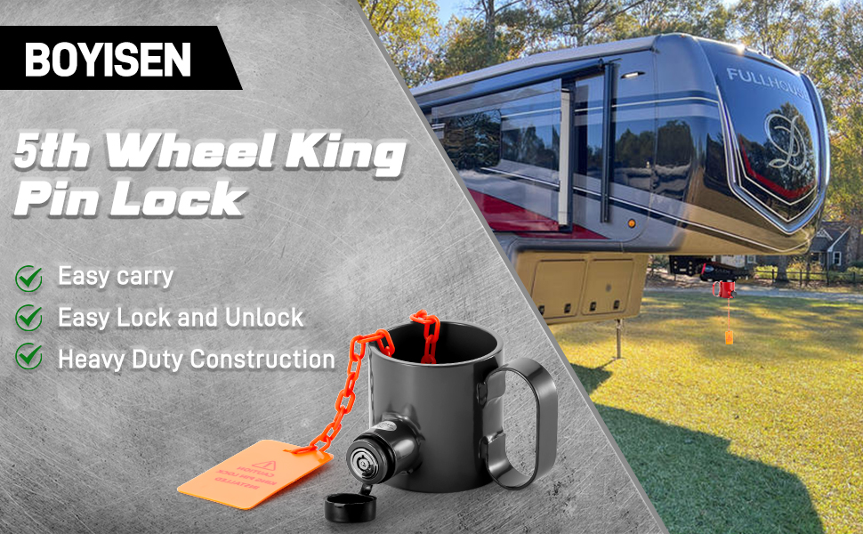 BOYISEN 5th Wheel King Pin Lock Solid Steel Anti Theft for