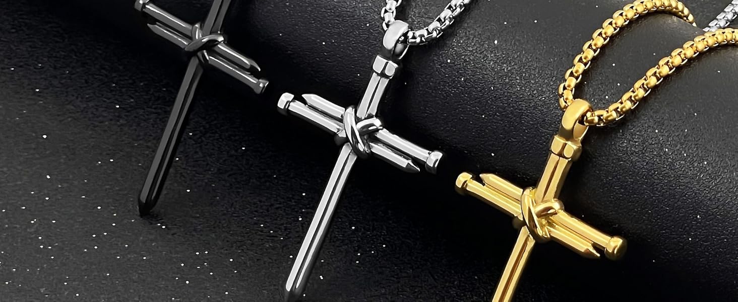 nail cross necklace for men