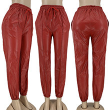 red leather pant