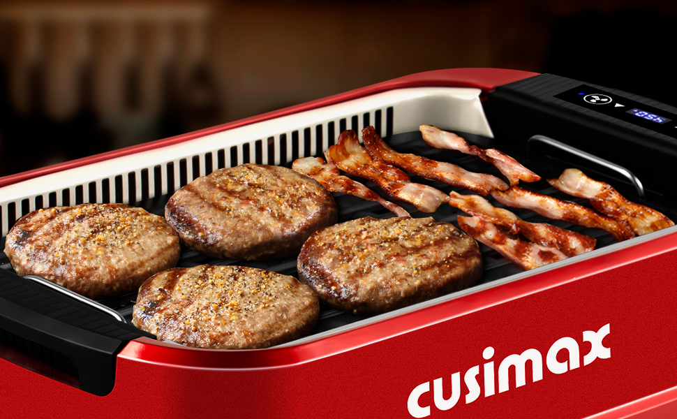 CUSIMAX Indoor Grill, Smokeless Grill Indoor, 1500W Korean BBQ Grill Electric Grill Griddle with