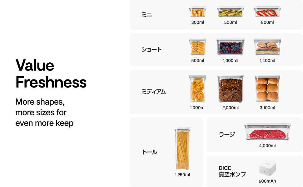 Amazon | VAKUEN プレミアム真空保存容器 正方形3サイズセット