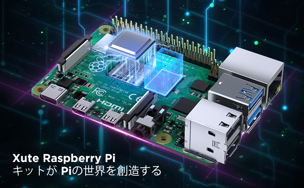 Raspberry Pi 4 B 4GB MicroSD 64GB付き Raspberry Pi 4 Model B - Powerful Quad-Core 64-Bit Processor