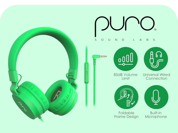 ヘッドホン PURO KIDS WIRELESS HEADPHONES PuroQuiets ANC Bluetooth Headphones for Kids with Microphone