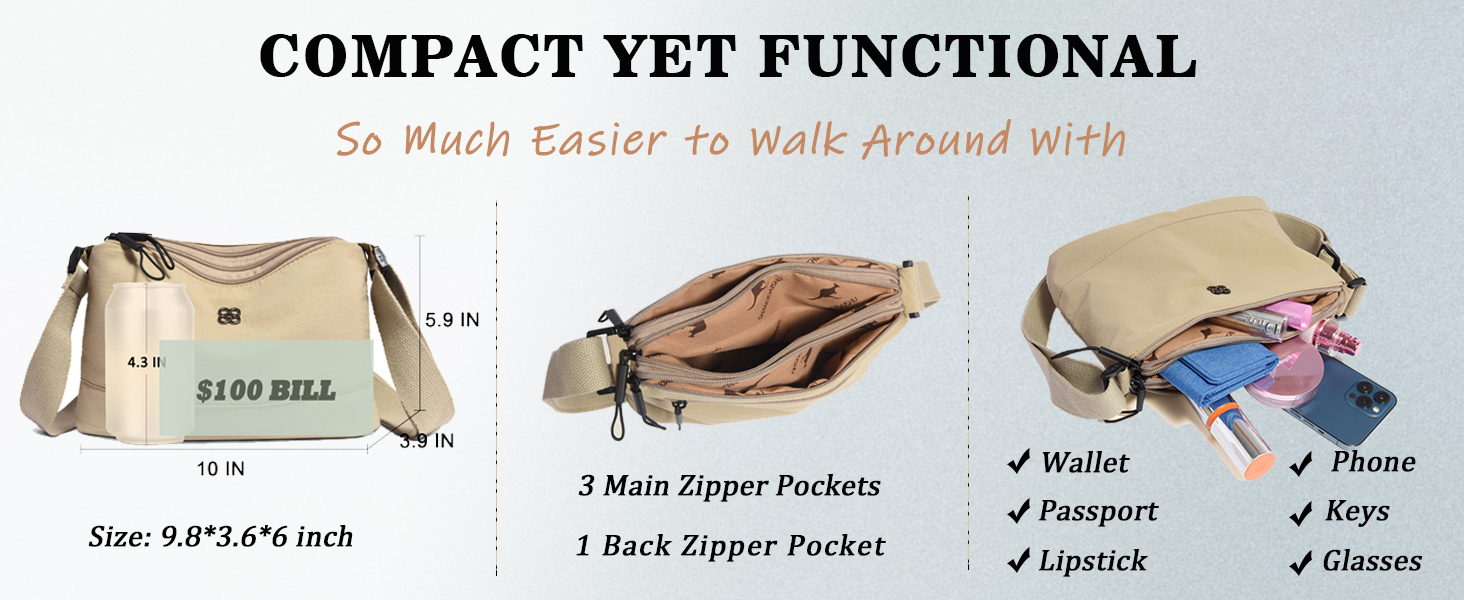 Small crossbody purse for women, lightweight and neutral color