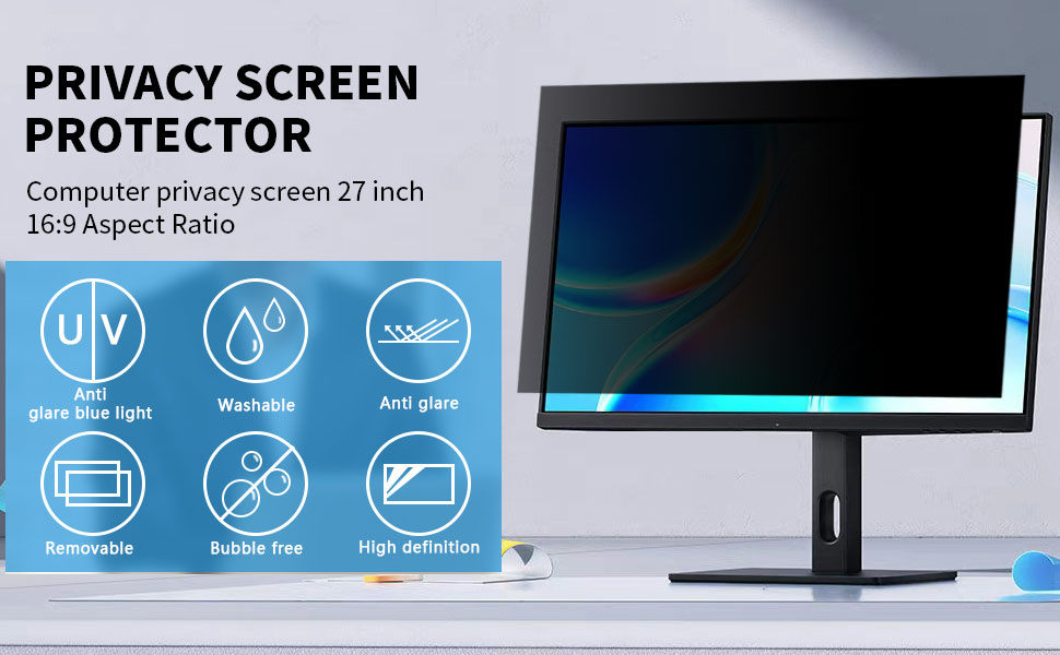 [3 Pack] Computer Privacy Screen 27 Inch for 169 Widescreen Monitor, Removable Eye