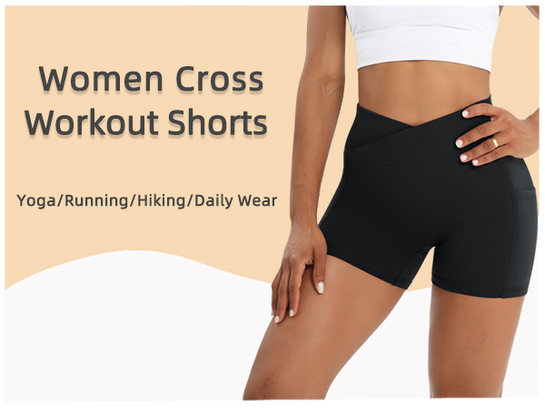 Workout Shorts for Women 2 Pcs Pack Cross Waist Active Gym