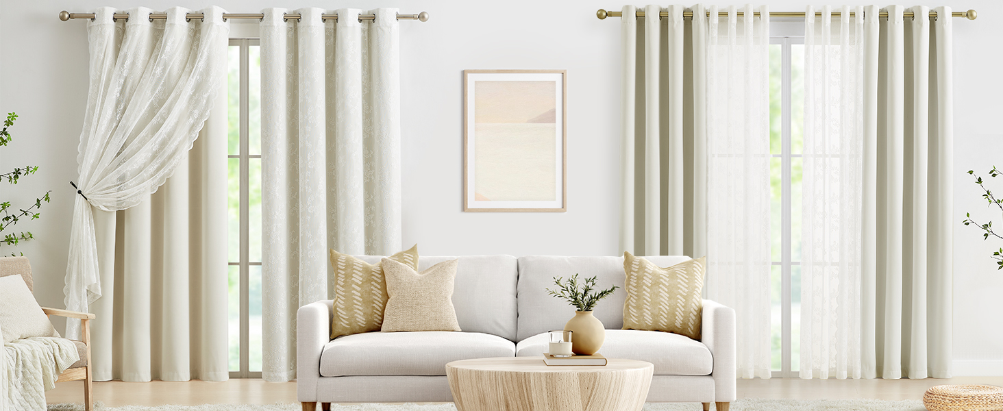lace sheer blackout curtain set
