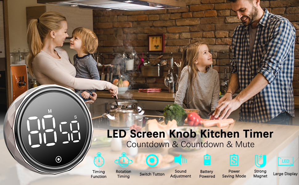 VIPMOON Digital Kitchen Timer, Diamond Appearance Visual Timer Large