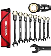 WORKPRO Ratcheting Combination Wrench Set, 8-piece Flex-Head Anti-Slip Wrench Set SAE 5/16-3/4 in...