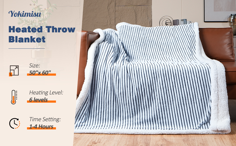 Heated Blanket Extremely Soft and Comfortable Electric Sherpa Blanket Fleece Throw, Fast Heating