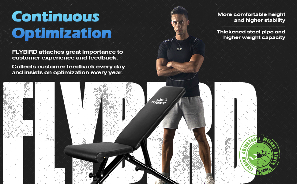 FLYBIRD Weight Bench, Adjustable Strength Training Bench for Full Body