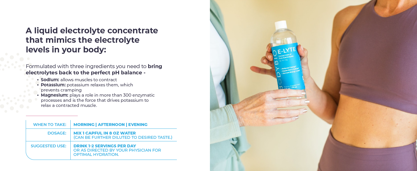 electrolyte BodyBio Elyte fights cramps replenish hydrates boost energy muscle recovery