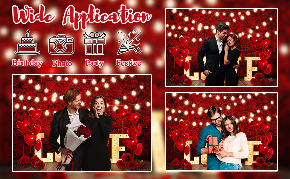 Swepuck 7x5ft Valentine's Day Backdrop Red Rose Flower