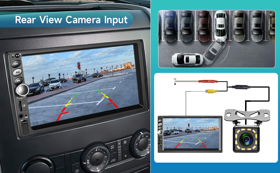 Car Radio Double DIN with Apple CarPlay Android Car Mirror Link for