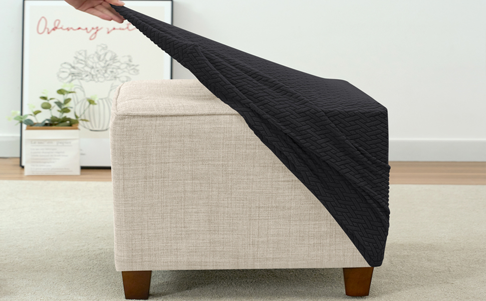 HFCNMY Ottoman Cover Stretch Knitted Jacquard Square