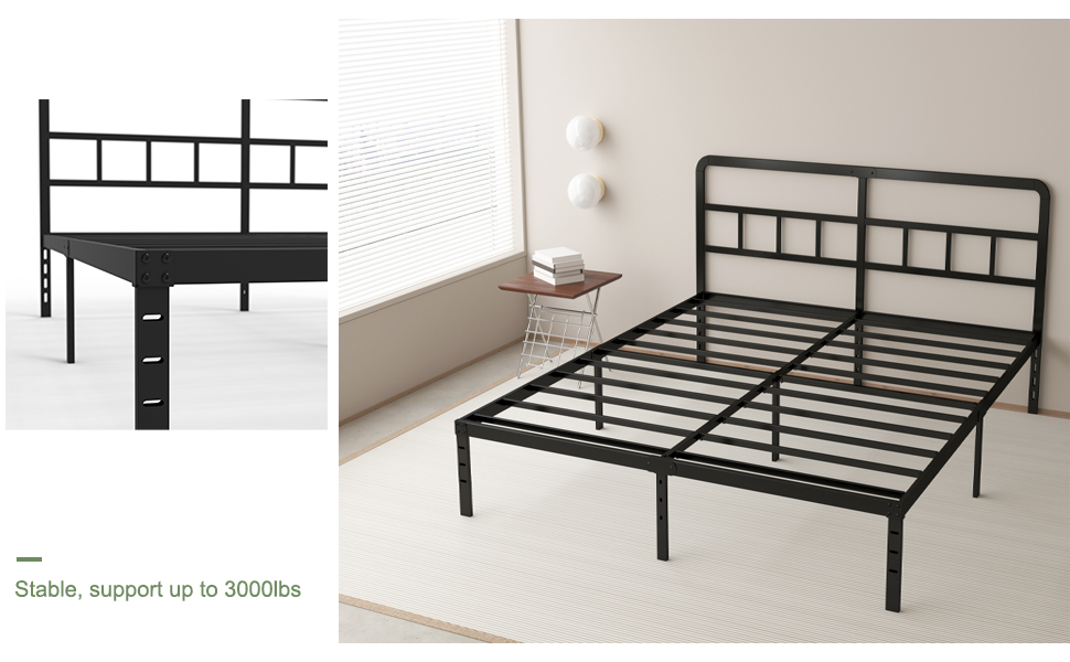 Maenizi Twin Bed Frames with Headbord, 14 Inch Twin Bed