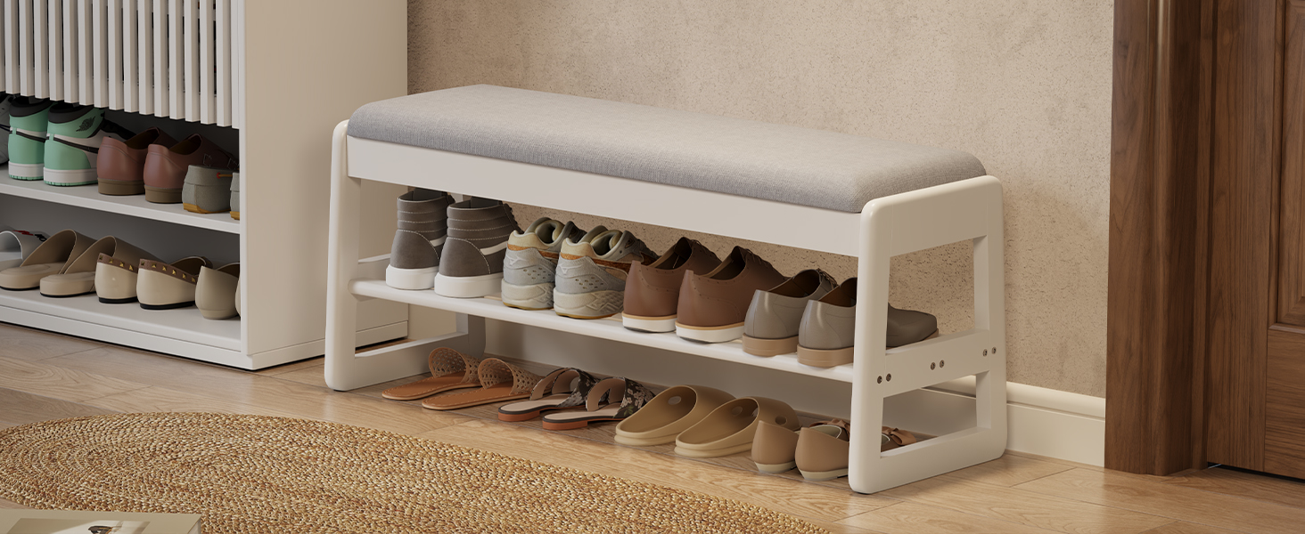 AQIMUELE Shoe Rack Bench with Flip-Top Storage